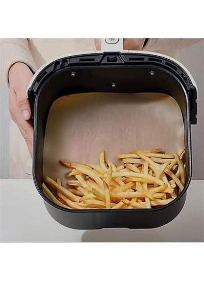 100 Adet Air Fryer Pişirme Kağıdı Tek Kullanımlık Yağ Su Geçirmez Yapışmaz Deliksiz Düz Kare Model