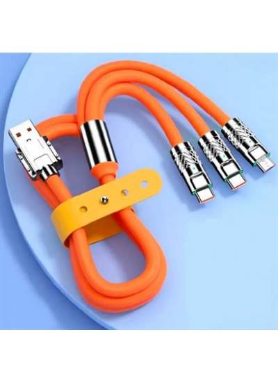 BUFFER® 3 in 1 Type-C + Micro Usb + Lightning Hızlı Şarj Kablosu Silikon Kablo 1 Metre Opp Ambalaj