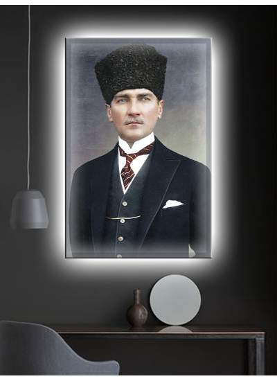 CLZ104 Led Işıklı Atatürk (Ofis, İşyeri,Salon)  (70 x 50) cm