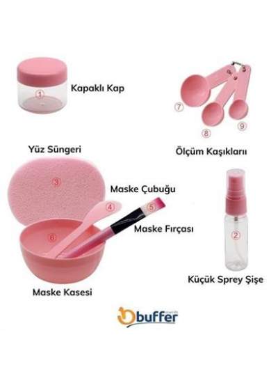 BUFFER® Kendin Yap Yüz Maskesi Karıştırma Aleti Seti, 9 Parça DIY Yüz Maskesi Hazırlama Kabı Seti