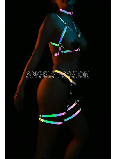 CLZ41 Jartiyer Takım Reflektörlü Özel Harness Takım - Ürün Rengi:Rainbow Reflektör