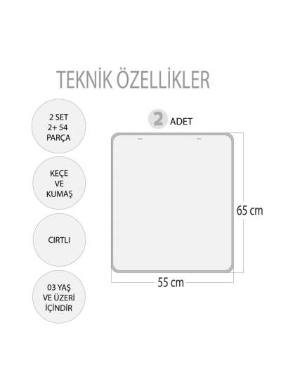 CLZ247 2 Set - 54 Parça  Sıradakini Biliyorum Yaz ve Kış Keçe Cırtlı Duvar Panoları , Eğitici Oyuncak