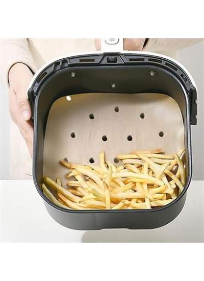 100 Adet Air Fryer Pişirme Kağıdı Tek Kullanımlık Hava Fritöz Yapışmaz Yağlı Kağıt Delikli  Model