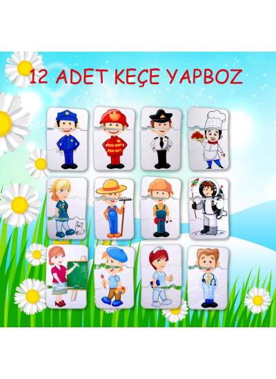 CLZ247  Meslekler 3+ Keçe Yapboz - 3 Yaş Puzzle