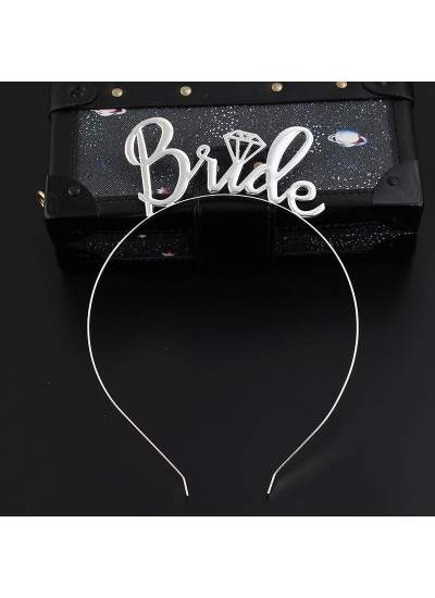 CLZ192 Gümüş Renk Bride Yazılı Metal Gelin Tacı Bride Taç (4172)