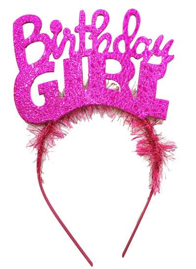 Birthday Girl Yazılı Fuşya Renk Parti Kızı Doğum Günü Tacı (CLZ)