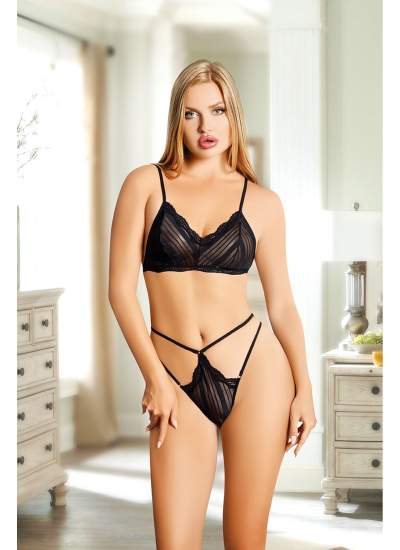 CLZ946 Siyah Bralet Sütyen Takım