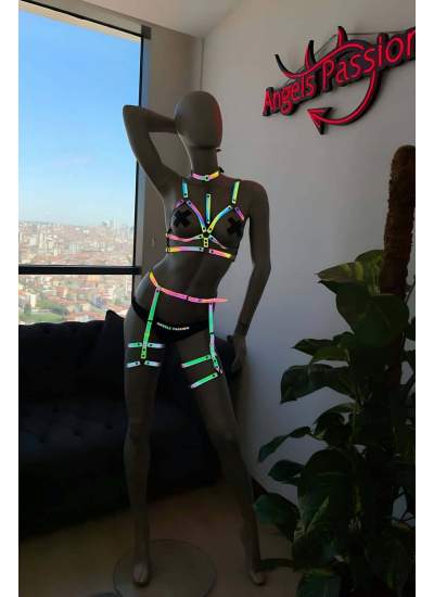 CLZ41 Jartiyer Takım Reflektörlü Özel Harness Takım - Ürün Rengi:Rainbow Reflektör