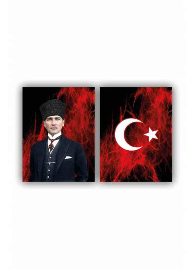 CLZ104 Atatürk ve Bayrak  Tabloları  (70 x 50) cm