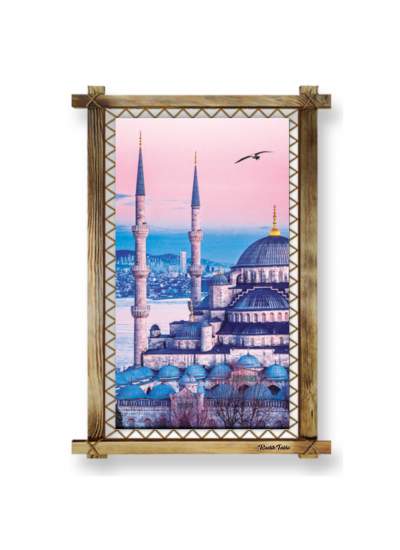 CLZ104 İstanbul Camii LED IŞIKLI RUSTİK kanvas tablo B  (96 x 66) cm