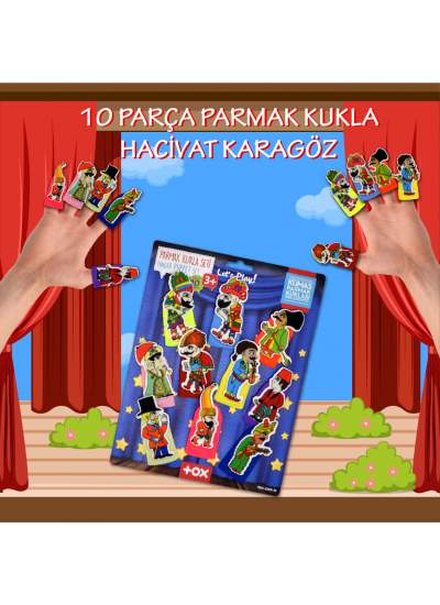 CLZ247  Karagöz , Hacivat 10 Parça Parmak Kukla Set