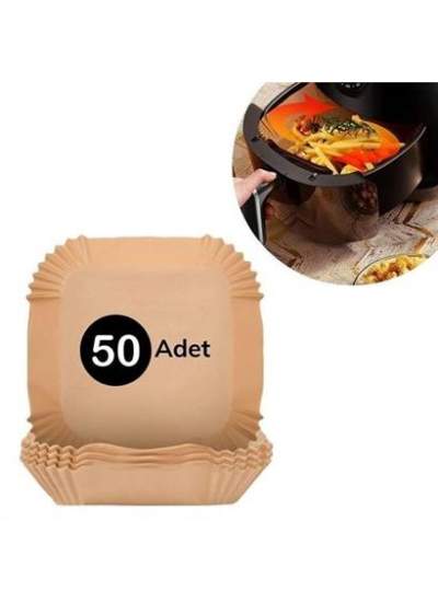 50 Adet Air Fryer Pişirme Kağıdı Tek Kullanımlık Hava Fritöz Yağ Geçirmez Yapışmaz Kare Tabak Model