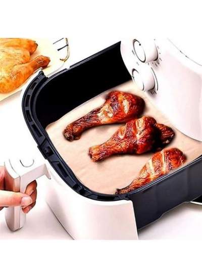 100 Adet Air Fryer Pişirme Kağıdı Tek Kullanımlık Yağ Su Geçirmez Yapışmaz Deliksiz Düz Kare Model