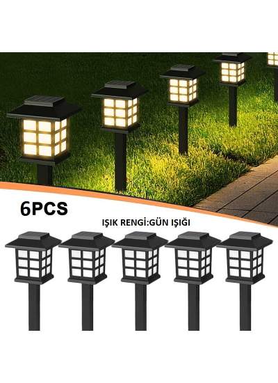 CLZ192 Güneş Enerjili Solar 5w Çim Armatürü Gün Işığı Sarı Led 6 Lı Set