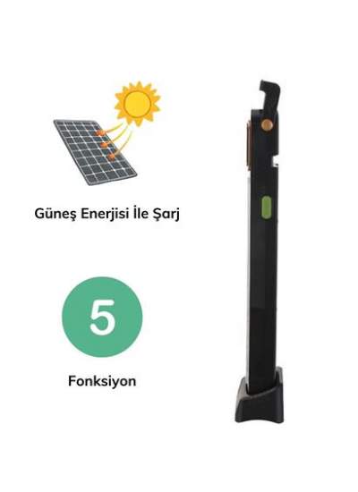 BUFFER® 5 Fonksiyonlu Güneş Enerjisi İle Şarj Olabilen 48 Ledli Işıldak,Aydınlatma PR-3838