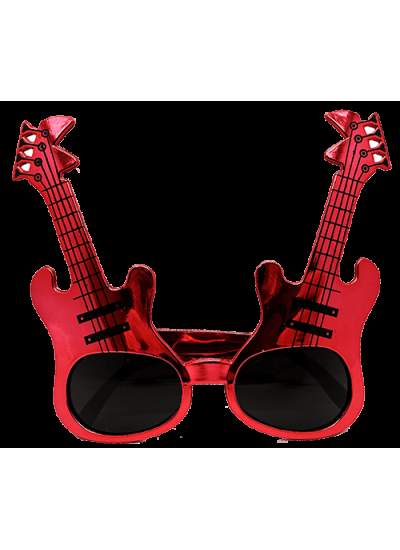 CLZ192 Kırmızı Renk Rockn Roll Gitar Şekilli Parti Gözlüğü 15x15 Cm (4172)