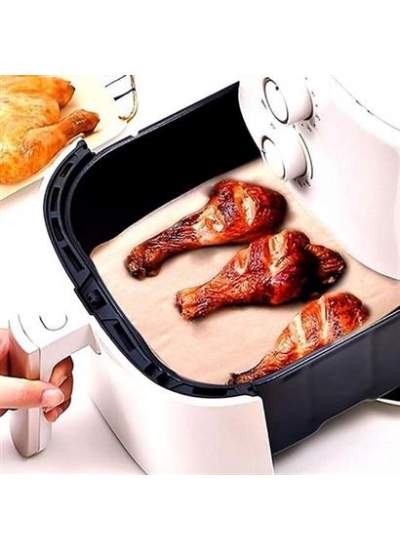 50 Adet Air Fryer Pişirme Kağıdı Tek Kullanımlık Yağ Su Geçirmez Yapışmaz Deliksiz Düz Kare Model