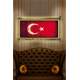 CLZ104 Türk Bayrağı  LED IŞIKLI RUSTİK kanvas tablo K  (66 x 45) cm