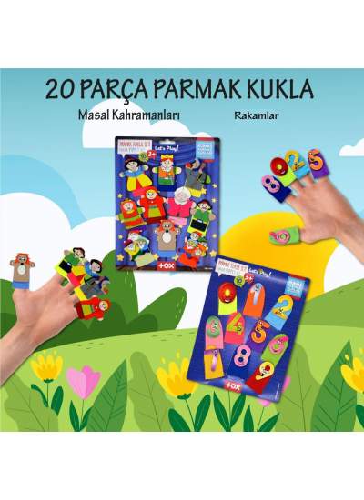 CLZ247 2 Set - 20 Parça  Masal Kahramanları ve Rakamlar Parmak Kukla