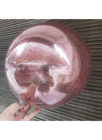 CLZ192 Rose Gold Renk Simli Yuvarlak Şeffaf Balon 24 İnç (4172)