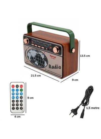 BUFFER® 503B Dekoratif Eskitme Nostalji Uzaktan Kumandalı Radyo Usb/Aux/Hafıza Kartı/Bluetooth/Şarjl