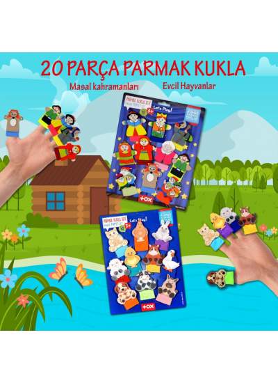 CLZ247 2 Set - 20 Parça  Masal Kahramanları ve Evcil Hayvanlar Parmak Kukla