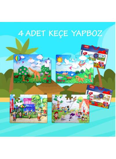 CLZ247 4 Set - 96 Parça  Origami ve Oyun Parkı 5+ Keçe Yapboz - 5 Yaş Puzzle