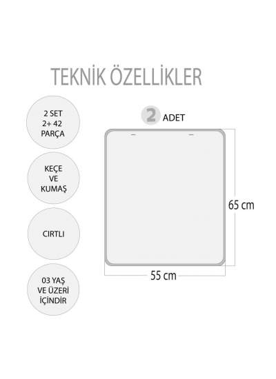 CLZ247 2 Set - 42 Parça  Kız ve Erkek Duyguları Öğreniyorum Keçe Cırtlı Duvar Panoları , Eğitici Oyuncak