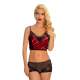 CLZ946 Bordo Saten Dantelli Babydoll Şortlu Takım