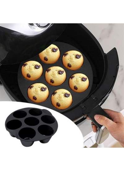 BUFFER® 7 Gözlü Silikon Çok Amaçlı Airfryer Muffin Cupcake Kek ve Çörek Pişirme Kalıbı