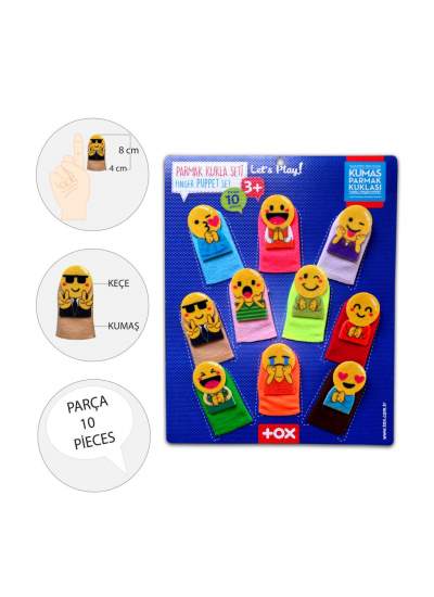 CLZ247  Emojiler 10 Parça Parmak Kukla , Eğitici Oyuncak