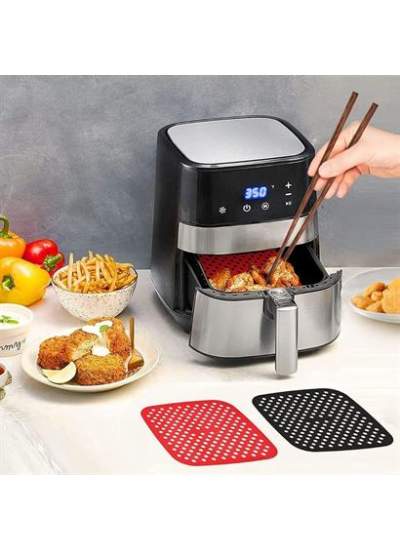 BUFFER® Renkli Isıya Dayanıklı Yıkanılabilir Silikon Fırın Ve Airfryer Kare Pişirme Matı 21,5 Cm