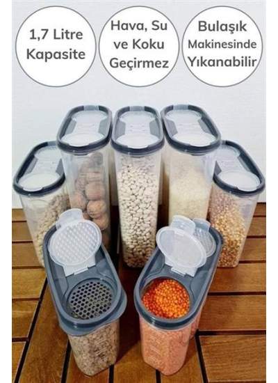 BUFFER® 2 Kapaklı Ölçekli Erzak Kuru Gıda Saklama Kutusu Kabı - 1,7 Litre - SA935