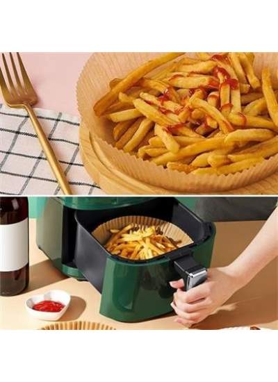 50 Adet Air Fryer Pişirme Kağıdı Tek Kullanımlık Hava Fritöz Yağ Geçirmez Yapışmaz Tabak Model