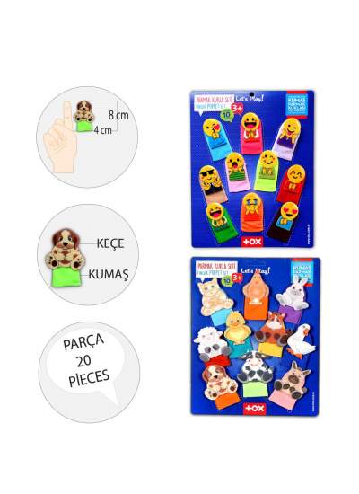 CLZ247 2 Set - 20 Parça  Emojiler ve Evcil Hayvanlar Parmak Kukla