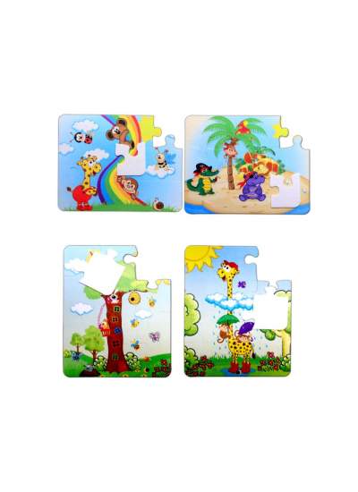 CLZ247 4 Set - 48 Parça  Gökkuşağı ve Zürafa 3+ Keçe Yapboz - 3 Yaş Puzzle