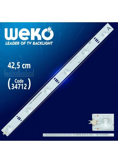 CLZ192 ARCELİK_42_ATHENA_5X6+5X6_2121C_6S1P_L P74 ZBA60600-AA NON HORİZONTAL REV.V0 42,50 CM 6 LEDLİ (WK-19) (4172)