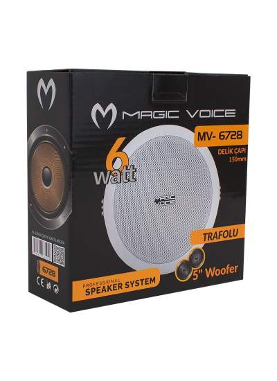 CLZ192 MAGICVOICE MV-6728  5 13 CM 8 OHM 6W BEYAZ ALÇIPAN HOPARLÖR TRAFOLU (4172)