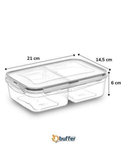 BUFFER® 2 Bölmeli Sızdırmaz Contalı Kilitli Kapaklı 1 Litre Erzak Saklama Kabı -LC505