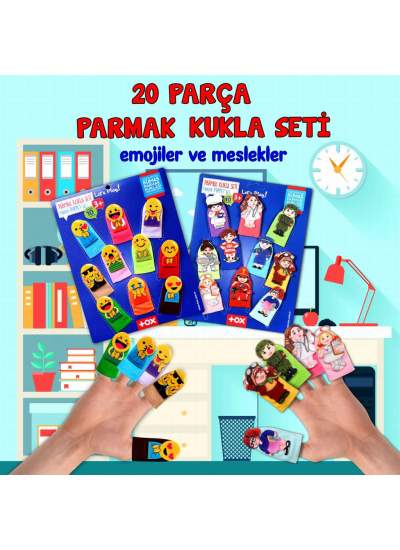 CLZ247 2 Set - 20 Parça  Emojiler ve Meslekler Parmak Kukla