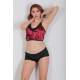 CLZ946 Bordo Saten Dantelli Babydoll Şortlu Takım