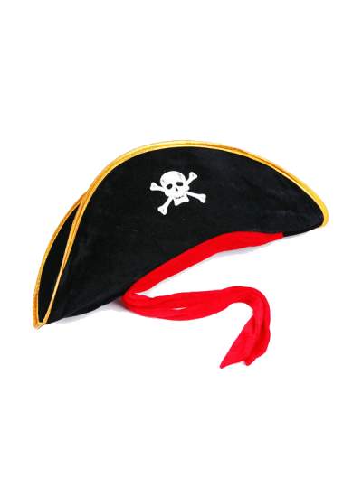 CLZ192 Yetişkin Boy Kadife Jack Sparrow Denizci Korsan Şapkası 50X20 CM (4172)