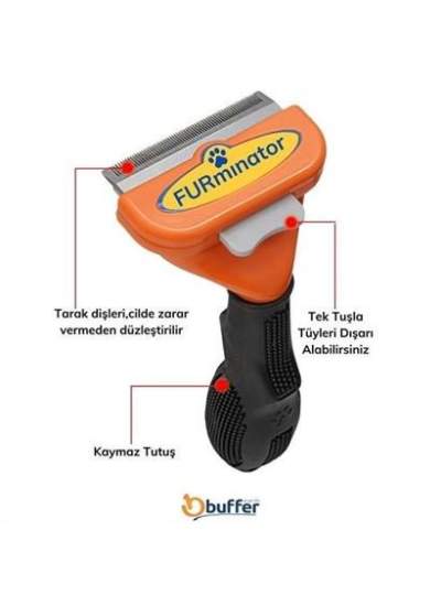 BUFFER® Uzun Tüylü Köpekler İçin Kolay Tarama Fırçası Temizlenebilir Çelik Tarak Tüy Toplayıcı Mediu