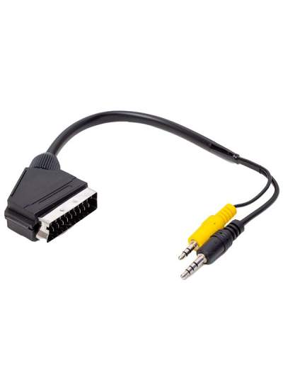 CLZ192 UYDU ALICISI AV KABLO 3.5 MM STEREO ERKEK/SCART KABLO 35 CM UZUN VE KISA JACK BİR ARADA (4172)