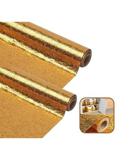 BUFFER® 10 Metre Kendinden Yapışkanlı Silinebilir Mutfak Tezgah Üstü Sticker Folyo Gold Renk