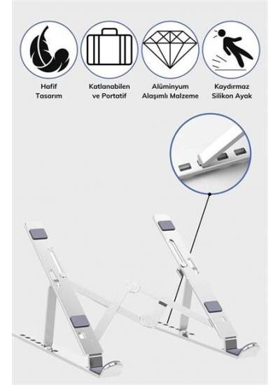 BUFFER® Ayarlanabilir Dizüstü Destek Tabanı Tamamen Katlanabilir Taşınabilir Laptop Yükseltici