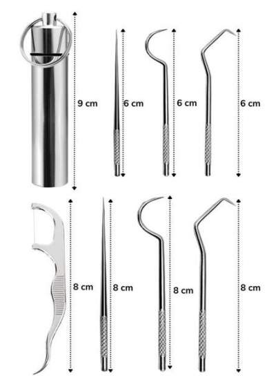 BUFFER® 7 Parça Paslanmaz Çelik Ağız Diş Tartar Sökücü Temizlik Bakım Seti