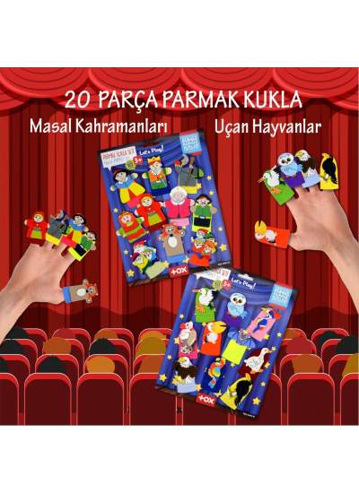 CLZ247 2 Set - 20 Parça  Masal Kahramanları ve Uçan Hayvanlar Parmak Kukla