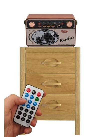 BUFFER® 503B Dekoratif Eskitme Nostalji Uzaktan Kumandalı Radyo Usb/Aux/Hafıza Kartı/Bluetooth/Şarjl