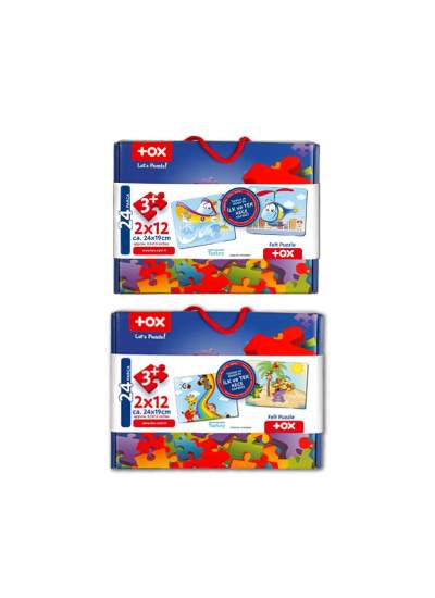 CLZ247 4 Set - 48 Parça  Tekne , Helikopter ve Gökkuşağı 3+ Keçe Yapboz - 3 Yaş Puzzle